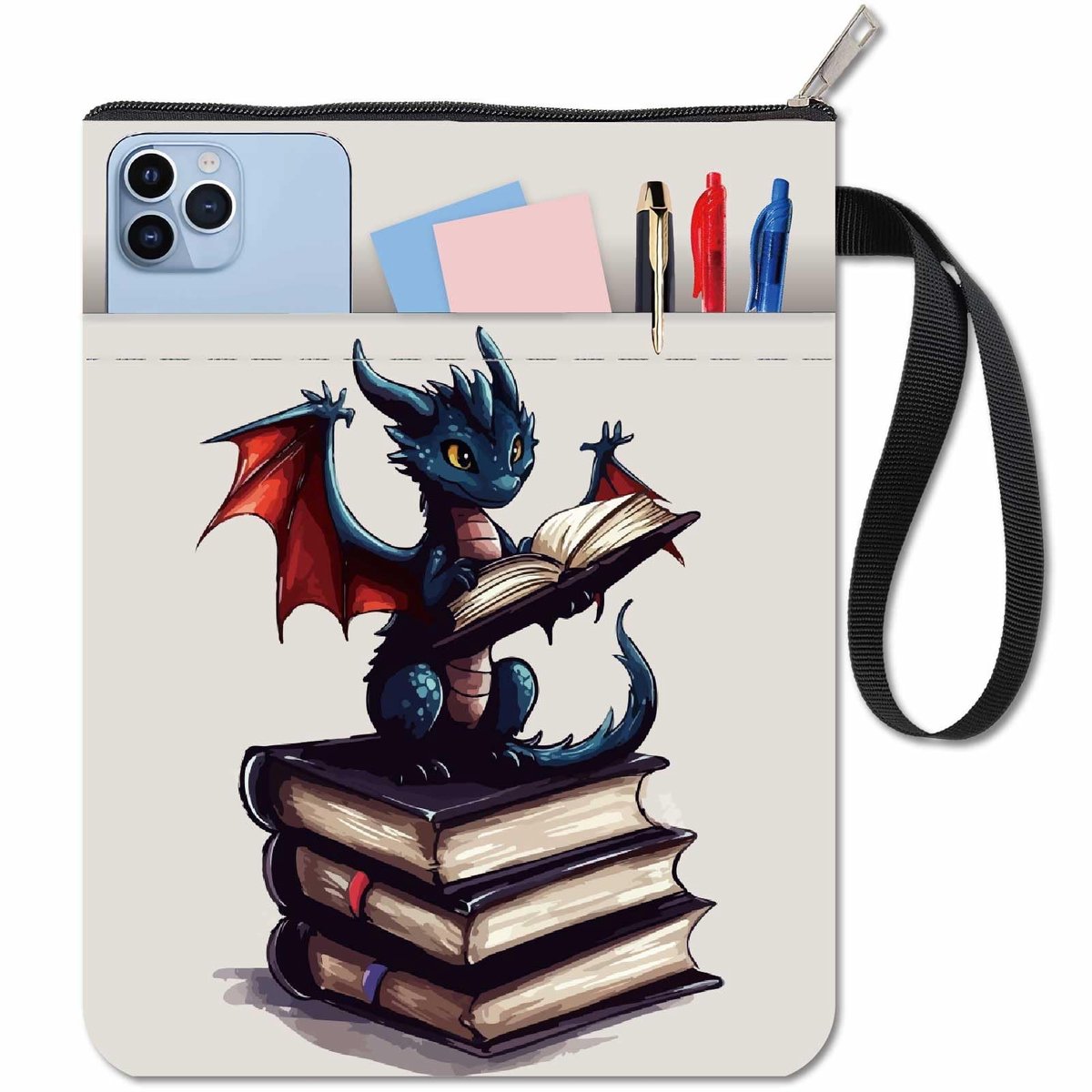 Dailygoods - Draak Boekhoezen voor Paperbacks met Rits en Extra Zak