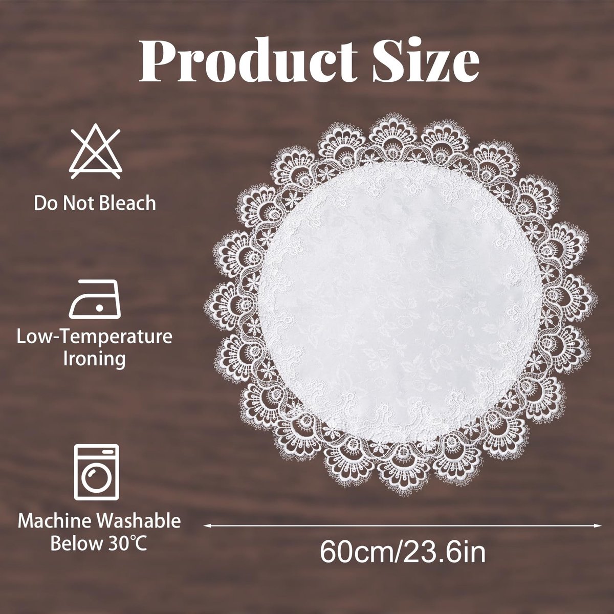 Dailygoods - Elegante Witte Kant Jacquard Ronde Tafelkleed 60cm