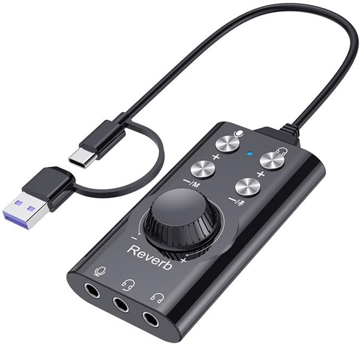 Dailygoods - USB/USB C naar 3,5 mm Audio Adapter met Volumeregeling