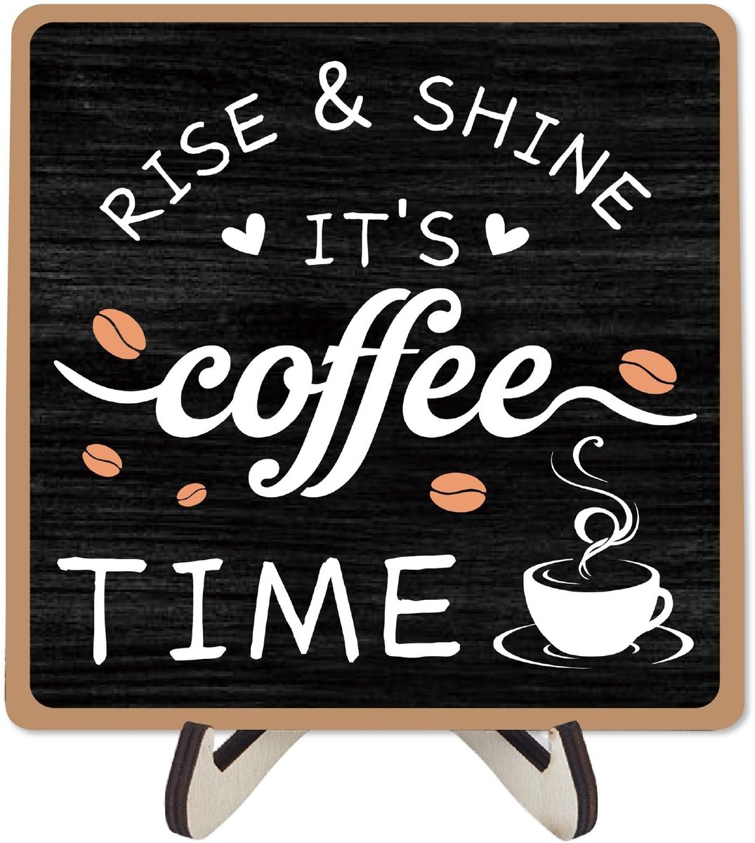 Dailygoods - Houten Koffie Tijd Plaque voor Tafel Decoratie