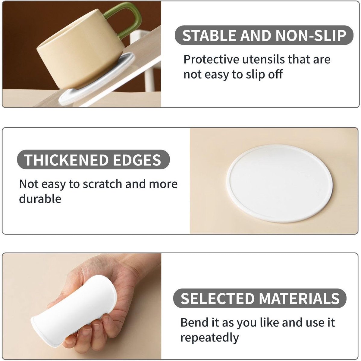 Dailygoods - Cosensi - Set van 6 Siliconen Onderzetters, Ronde Geïsoleerde Design