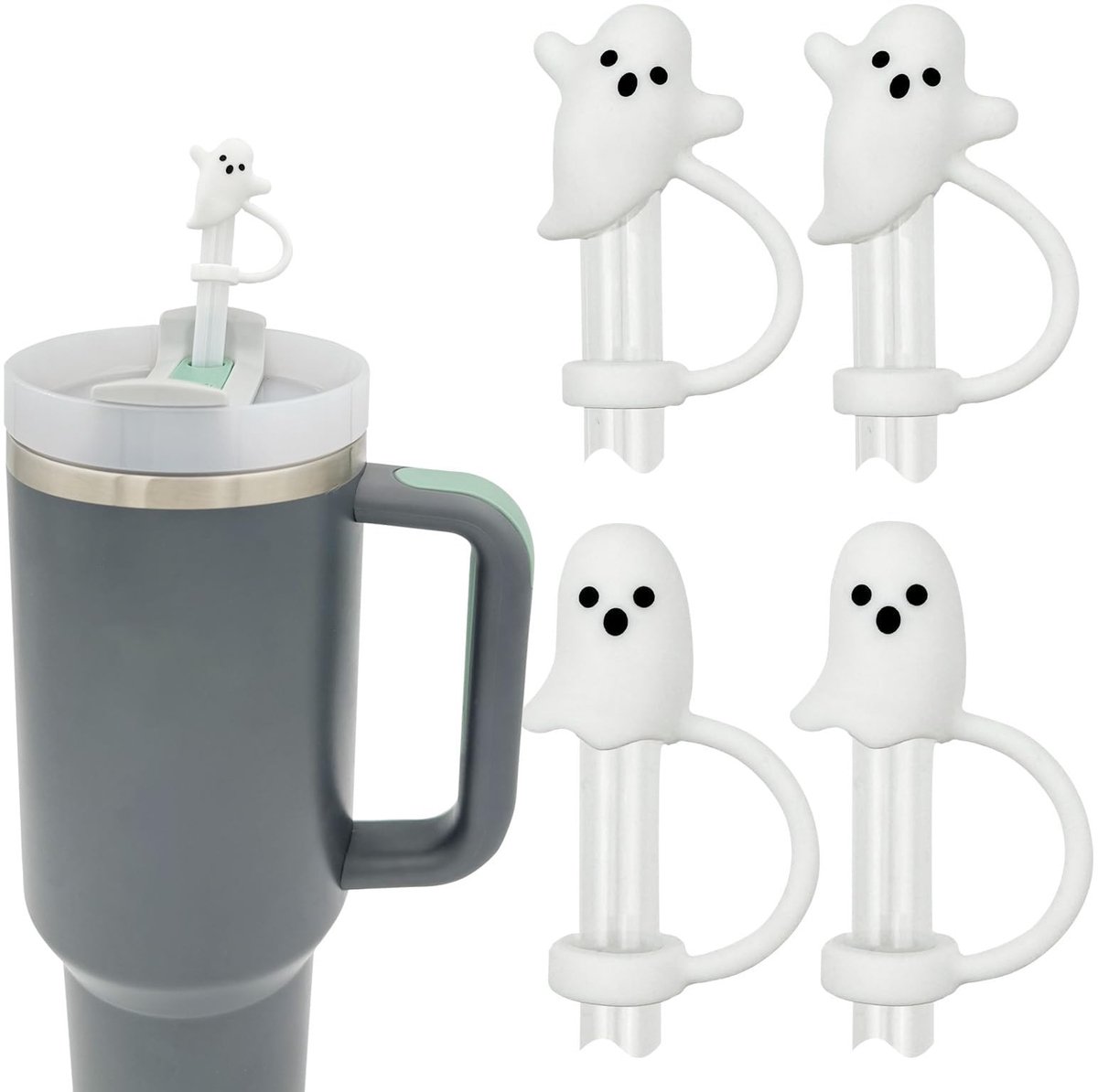 Dailygoods - Schattige Spook Rietjesafdekkingen Set van 4
