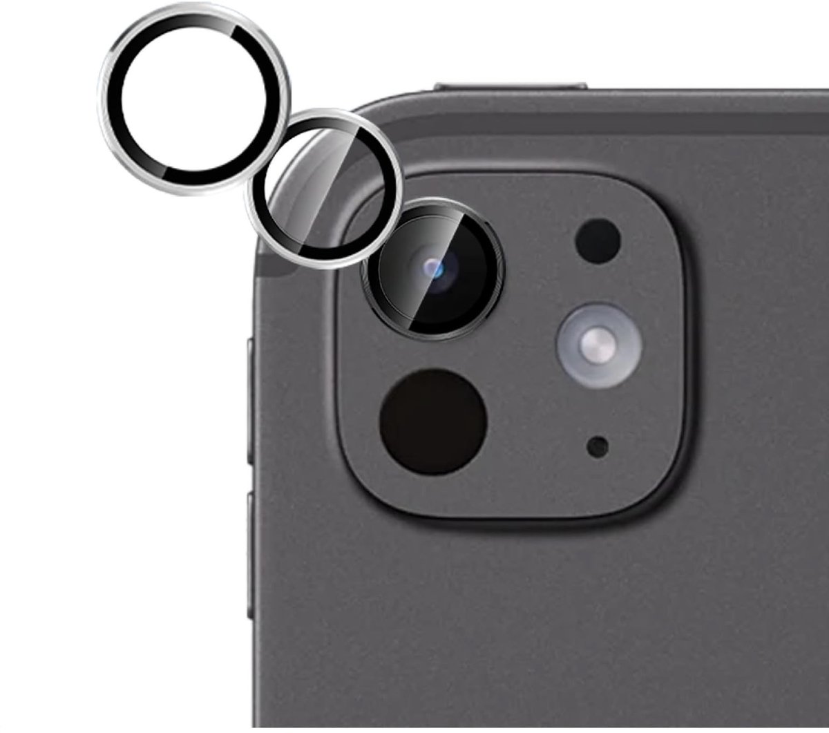 Dailygoods - 2-Pack Cameralensbeschermer van Metaal en Gehard Glas voor iPad Pro