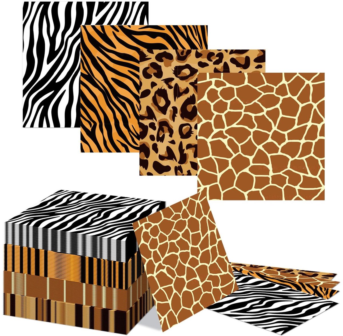 Dailygoods - 80 Stuks Safari Dieren Servetten voor Feestdecoratie