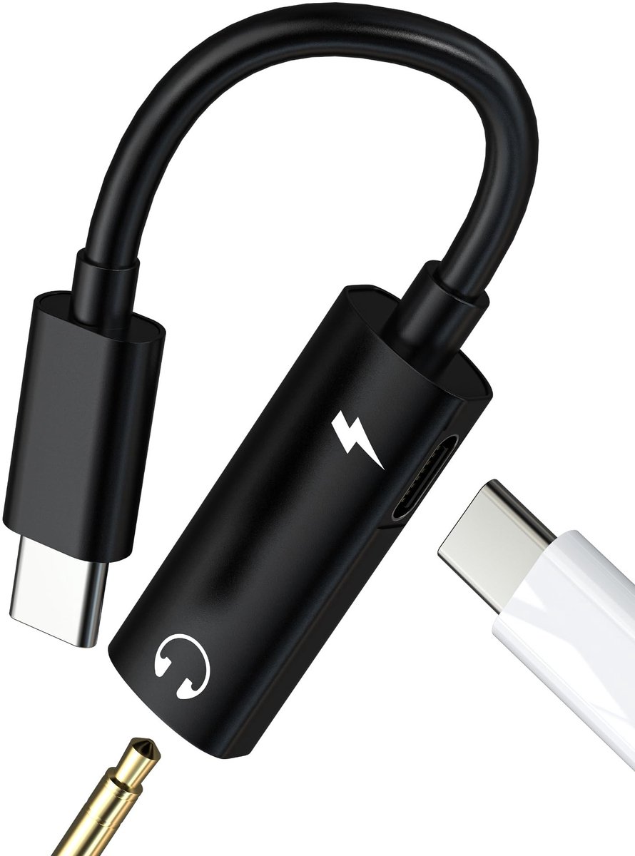 Dailygoods - 2-in-1 USB C naar 3,5 mm Koptelefoonadapter