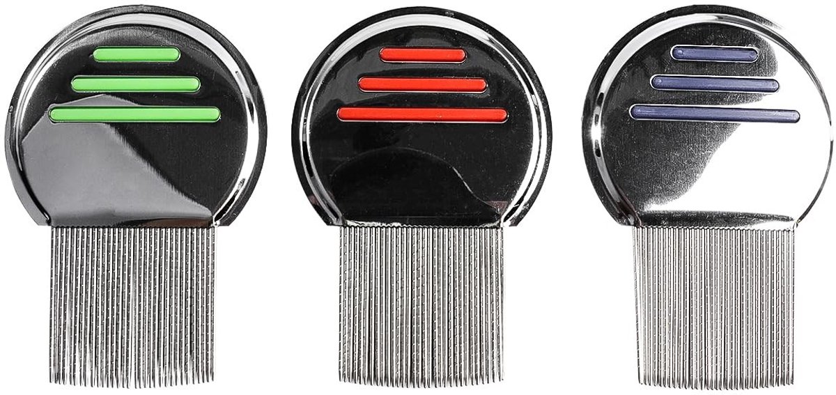 Dailygoods - 3-Pack Roestvrijstalen Luizenkammen voor Hoofdnitbehandeling