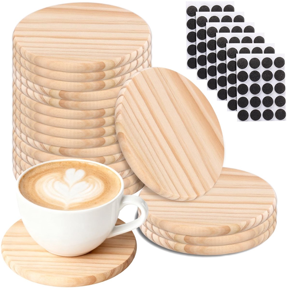Dailygoods - Set van 20 Ronde Houten Onderzetters voor DIY Ambachten