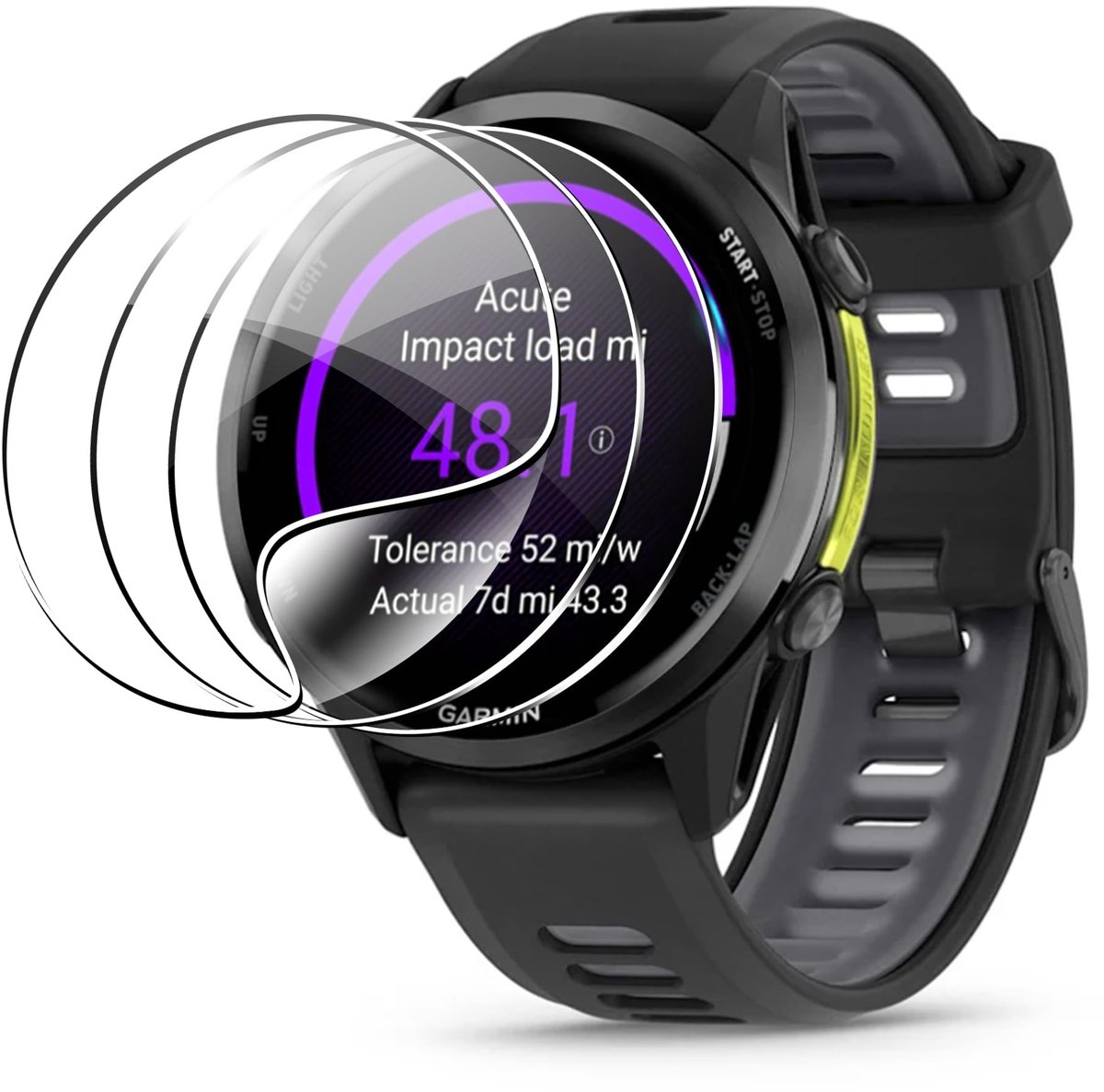 Dailygoods - Displaybeschermfolie voor Garmin Forerunner 970/570, Gehard Glas
