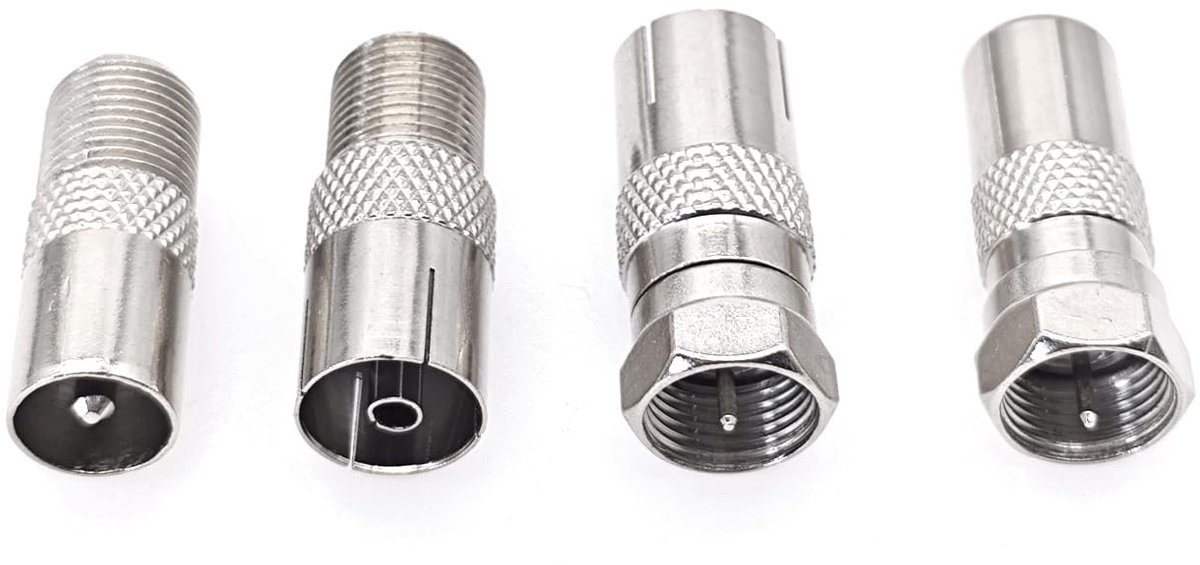 Dailygoods - Set van 4 Coaxiale Adapterconnectoren voor TV en Audioapparatuur