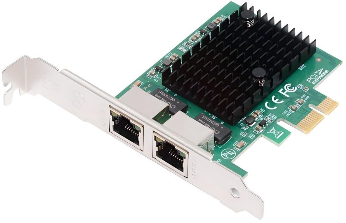 Dailygoods - Dubbele PCIe X1 naar RJ45 Netwerkadapter voor 2,5G Ethernet