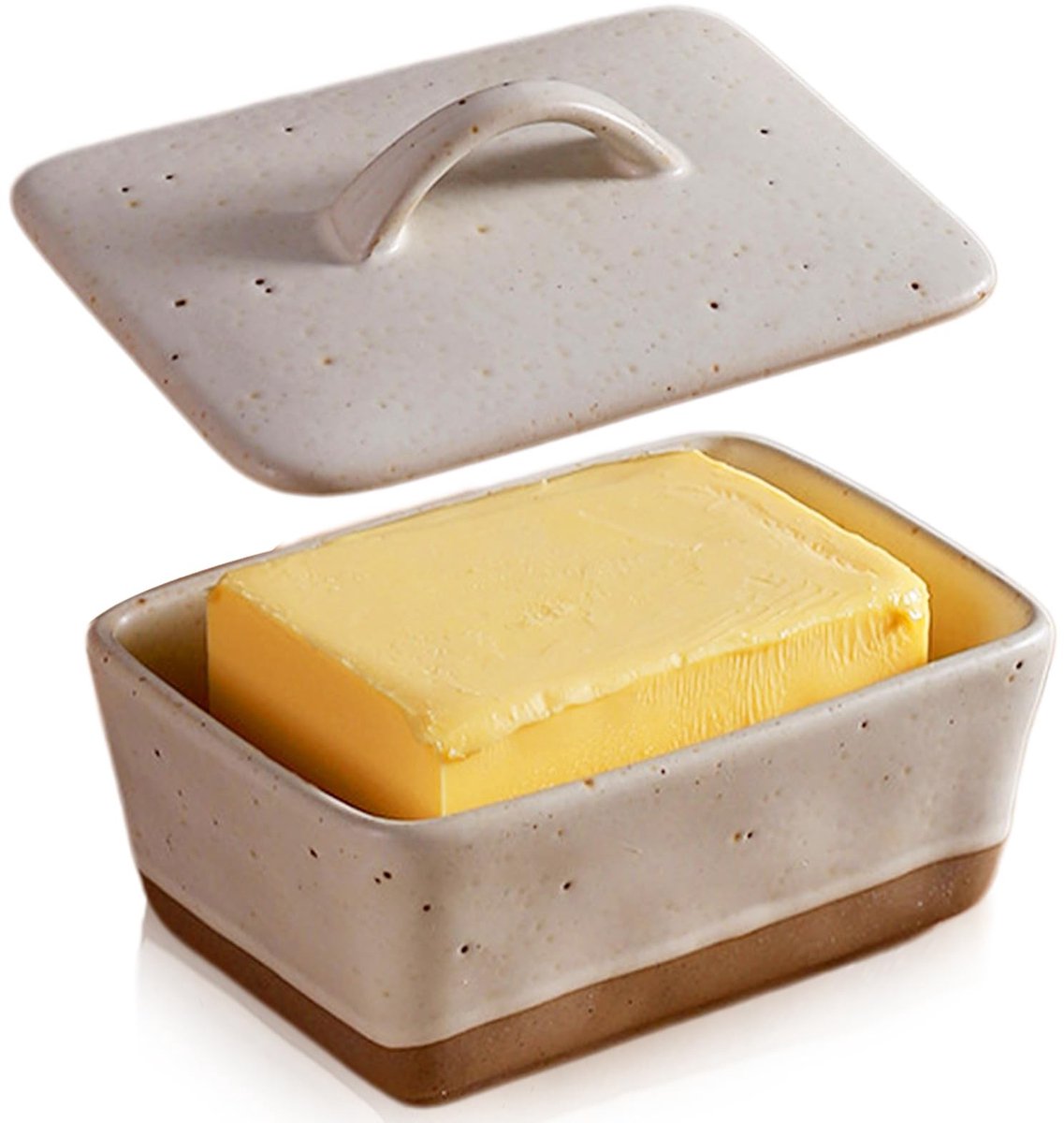 Dailygoods - Keramische Botervloot met Deksel voor 350g Boter, Vaatwasmachinebestendig