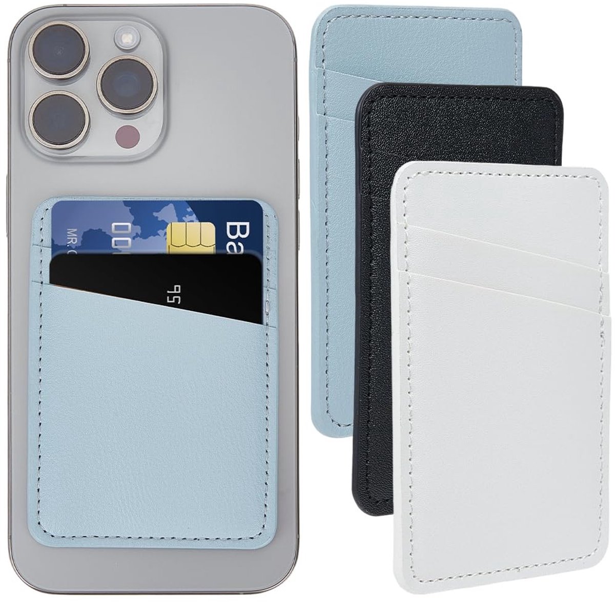 Dailygoods - Set van 3 Lederen Telefoonhouders en Kaarthouders