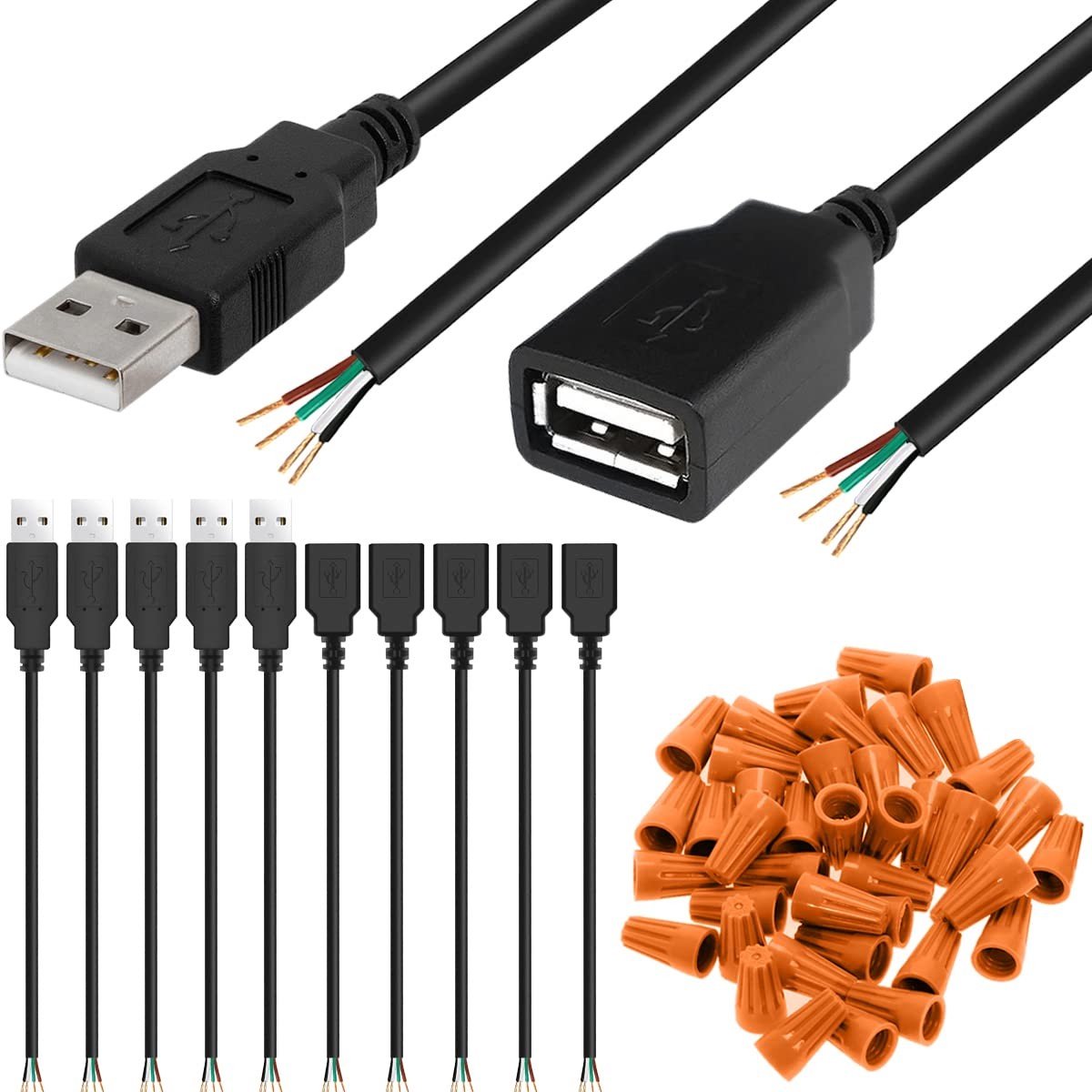 Dailygoods - USB 2.0 Type A Kabel met 5 Mannen en 5 Vrouwen Connectoren