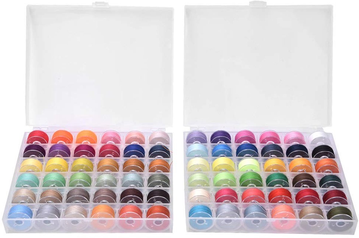 Dailygoods - Innovra - Dailygoods - 72 Gekleurde Spoelen met Plastic Doos voor Naaimachine