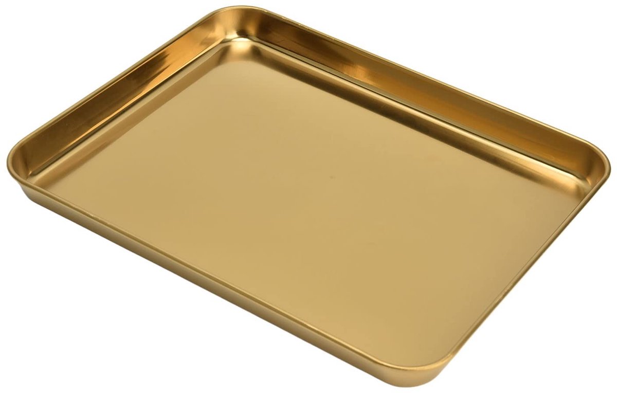 Dailygoods - Rechthoekig Dienblad van Roestvrij Staal met Gouden Afwerking 30 x 20 cm