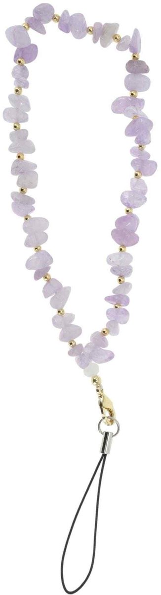 Dailygoods - Mobiele Telefoonketting met Parels en Kristallen in Lichtpaars