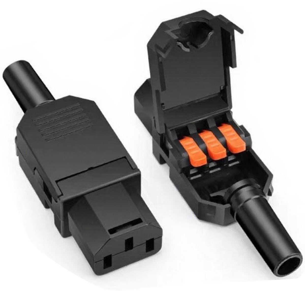 Dailygoods - 2 Stuks 3-polige Netstekker met Klikontwerp