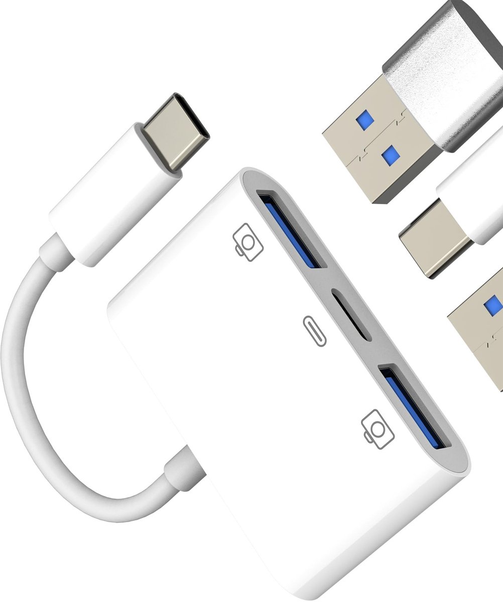 Dailygoods - USB-C naar Dual USB 3-in-1 OTG Adapter