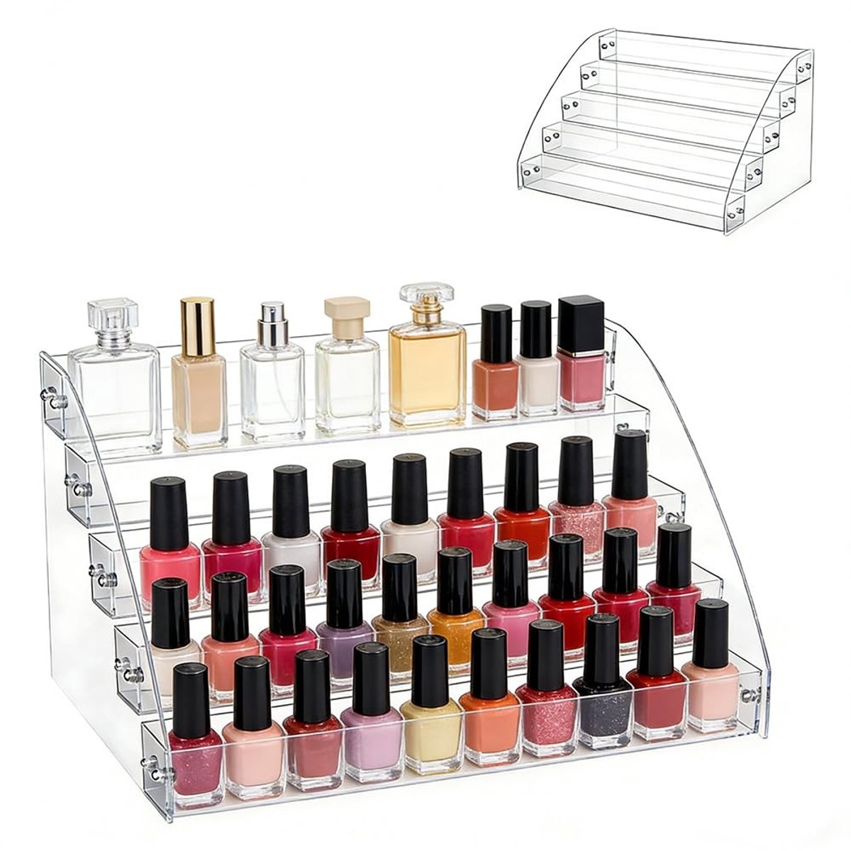 Dailygoods - 5-Tier Acryl Wenskaart Display Stand voor Desk Organisatie