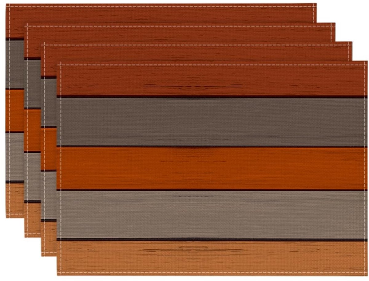 Dailygoods - Set van 4 Antieke Placemat in Oranje, Wasbaar en Antislip