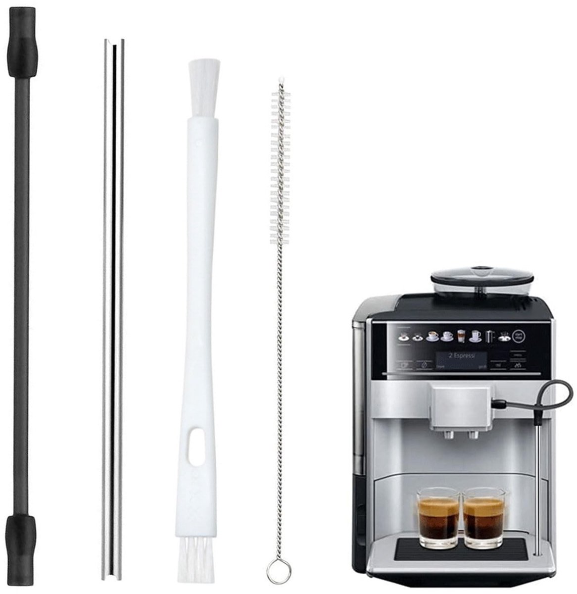 Dailygoods - Set van 2 Roestvrijstalen Melkslangen met Reinigingsborstels