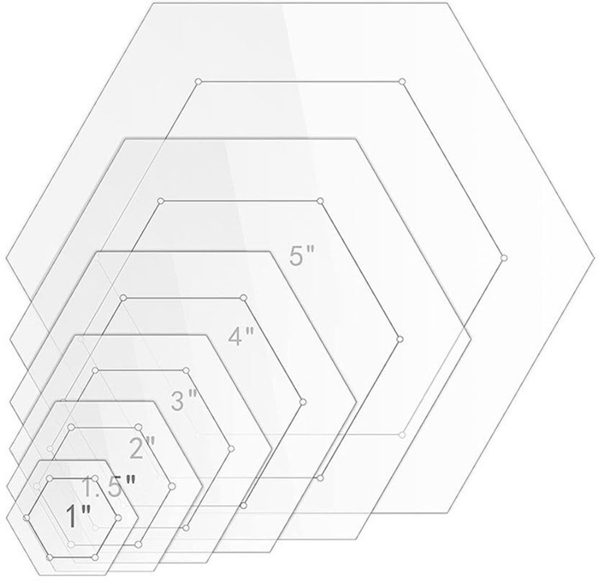 Dailygoods - Set van 6 Hexagon Quilting Templates voor Naaien