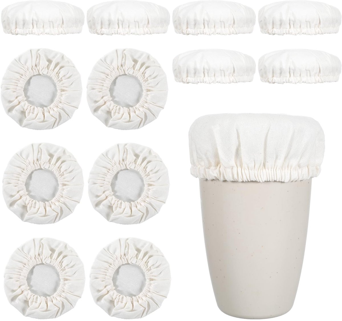 Dailygoods - 12 Stuks Herbruikbare Katoenen Afdekkingen voor Zuurdesemglas