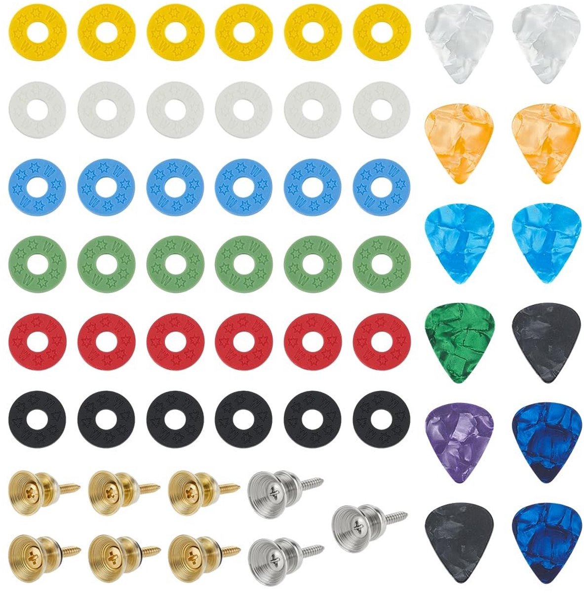 Dailygoods - 57 Stuks Gitaar Accessoires Kit met Strap Lock en Picks