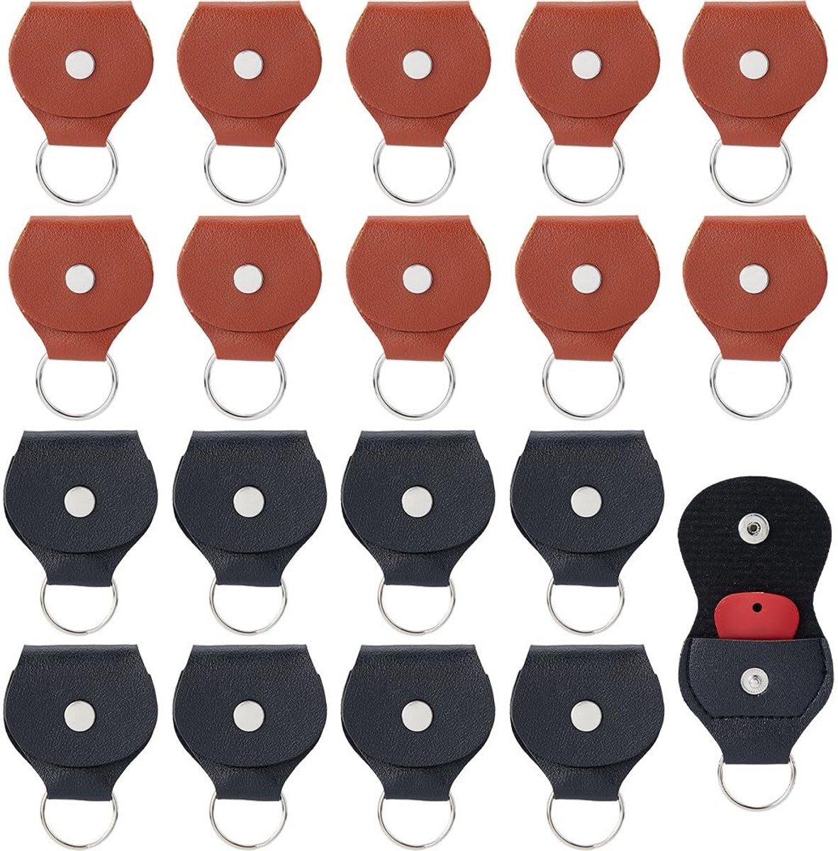 Dailygoods - Lederen Gitaar Pick Houder Sleutelhanger Set van 20