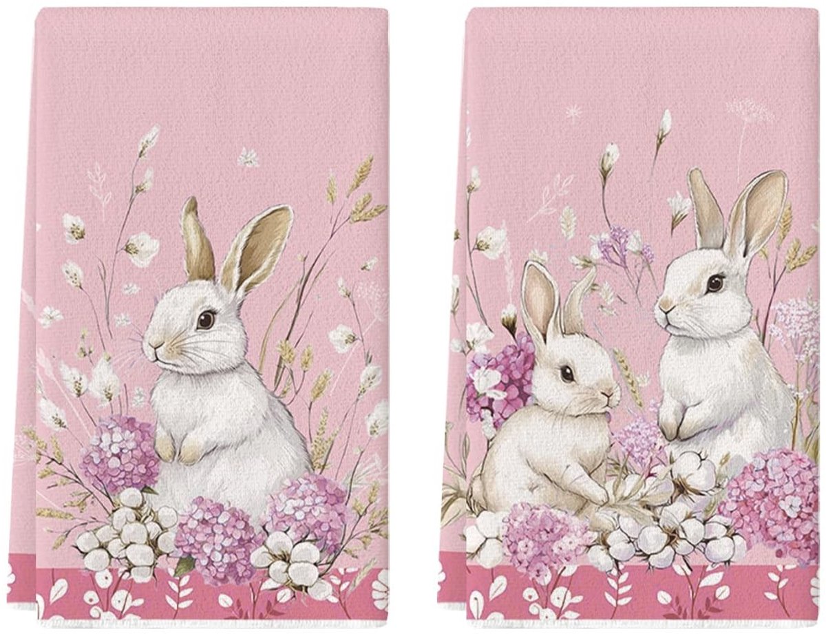 Dailygoods - Set van 2 Roze Theedoeken voor Keukendecoratie