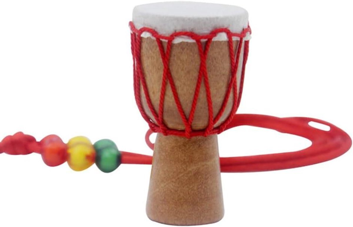 Djembe Ketting - Mini Trommel - Muziek Accessoire - Handgemaakt Decoratie - 5x3 cm - Bruin