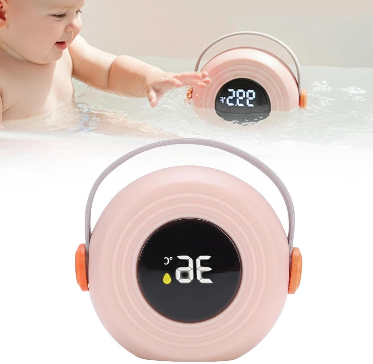 Babybadthermometer - Waterthermometer Bad - Veilig Baden - LED Kleurindicatie - 9x8x4 cm - Roze