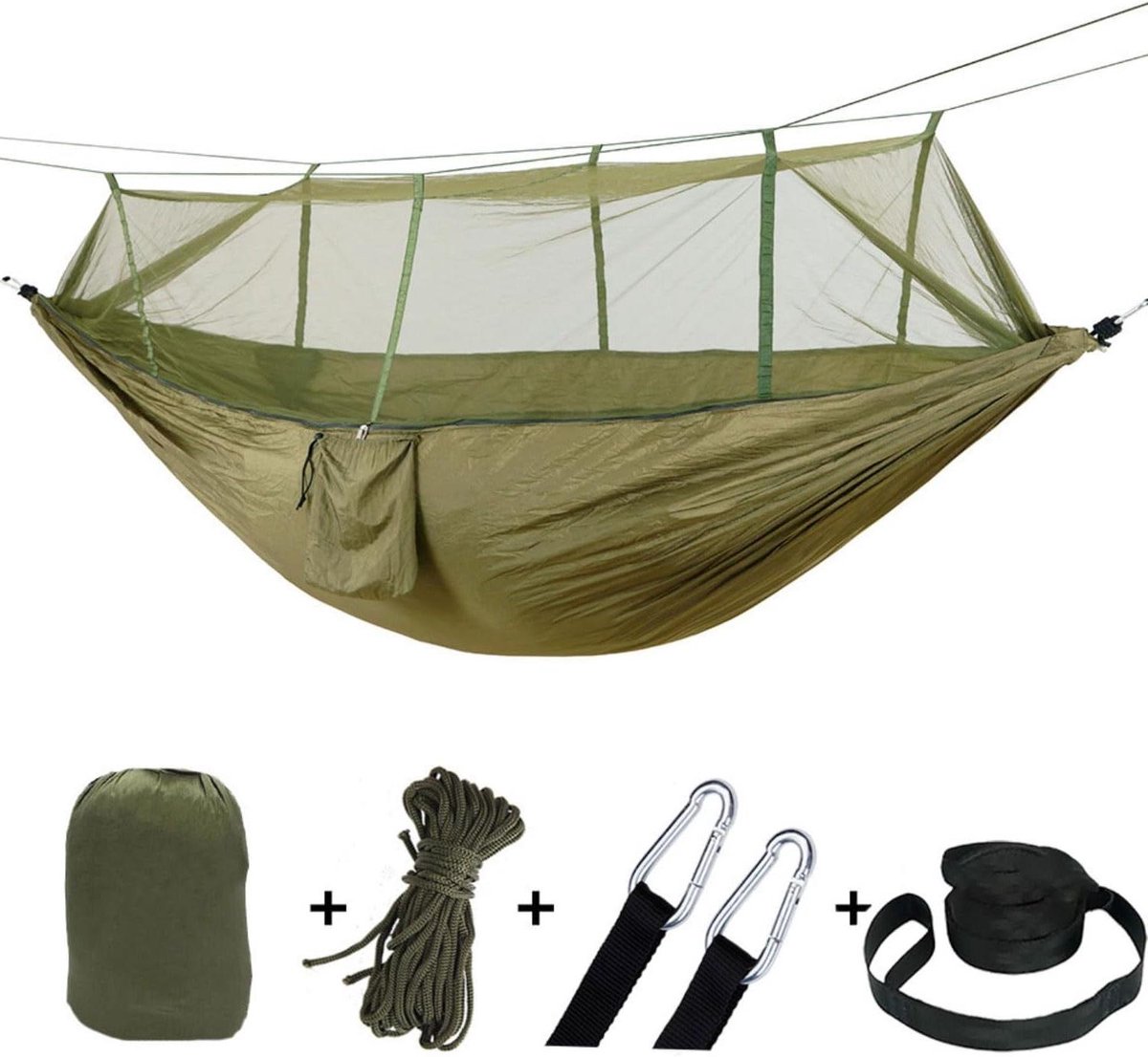 Camping Hangmat - Dubbele Enkele - Outdoor Ontspanning - Geïntegreerd Muskietennet - 200 kg Draaglast - Stijl 2