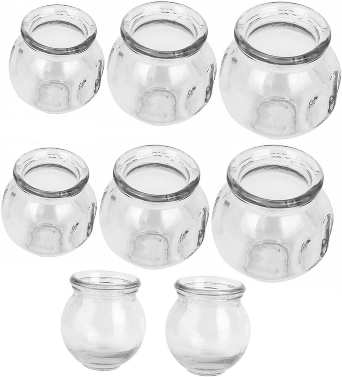 Glazen Cupping Set - Massage Cups - Lichaamsmassage Ontspanning - 8 Delige Set - Verschillende Maten - Transparant