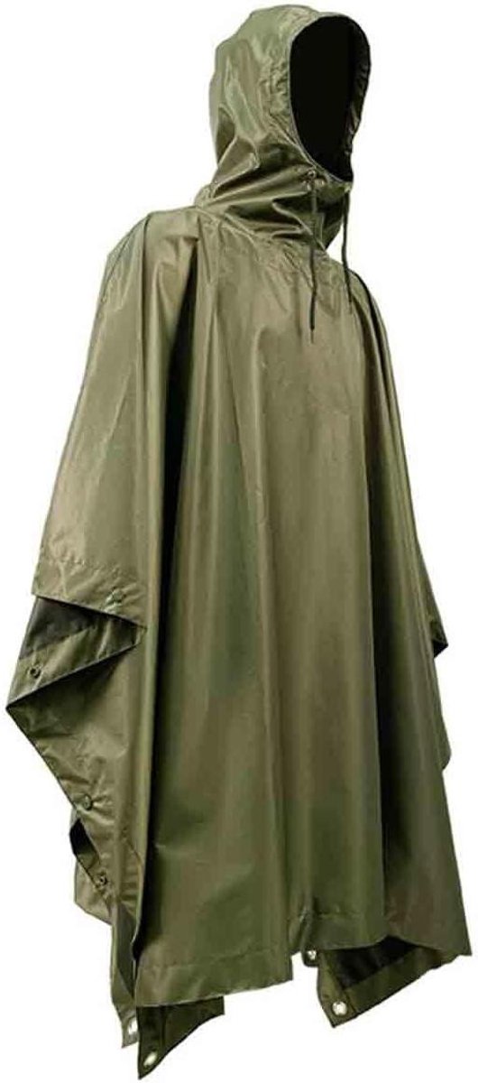 Regenjas Luifel Grondzeil - 3-in-1 Hoes - Buitenactiviteiten Bescherming - Lichtgewicht Draagbaar - 210 x 160 cm - Legergroen