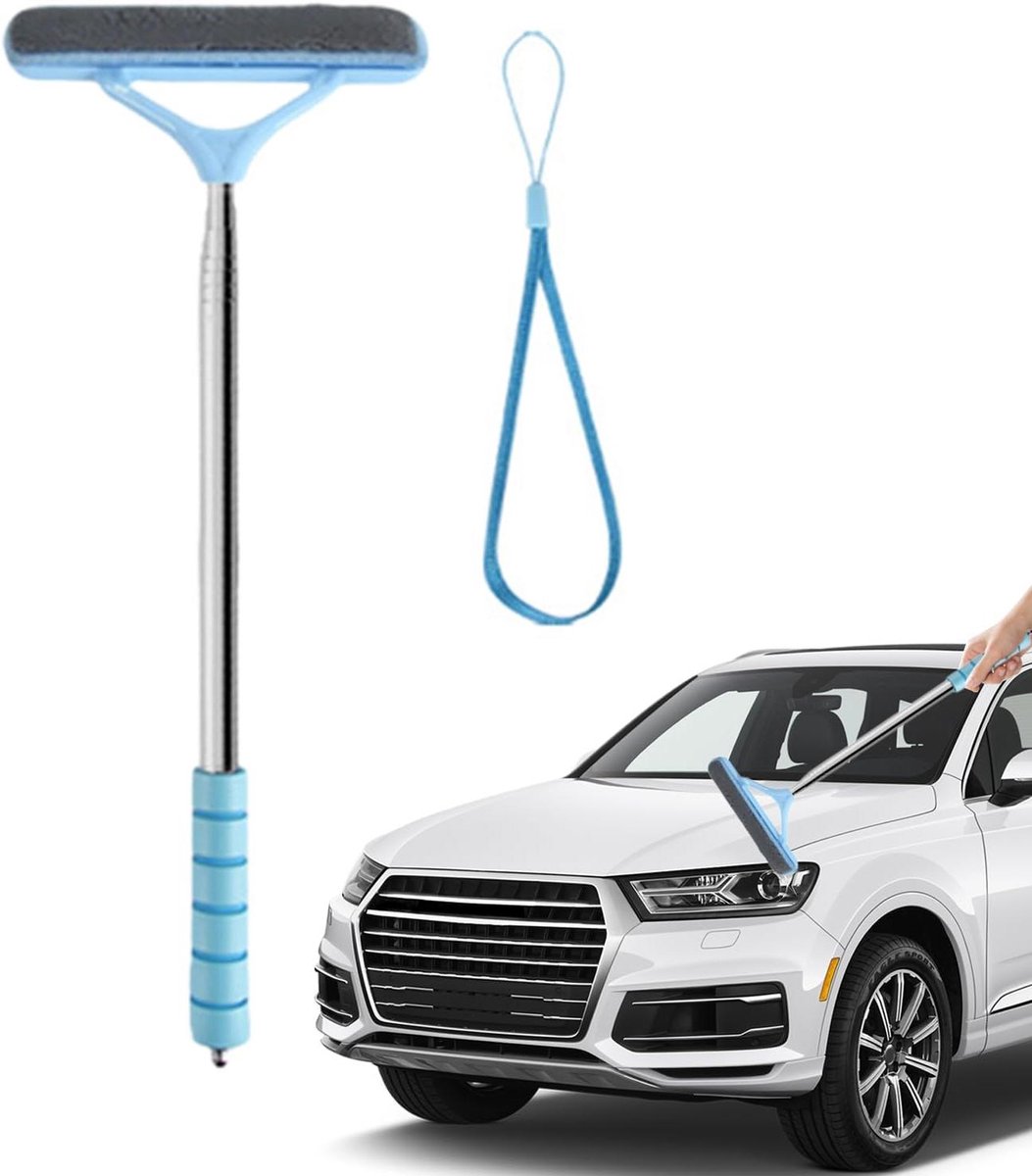 Ruitenreiniger Gereedschap - Glasborstel Uitschuifbaar - Auto Ramen Wassen - Strepenvrij Resultaat - Tot 103 cm - Blauw