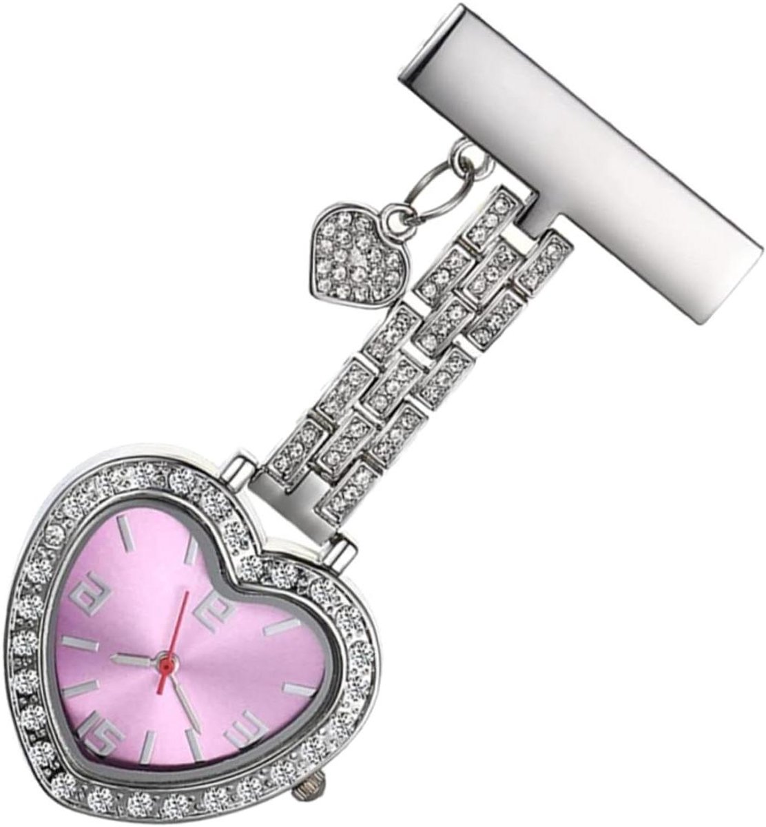 Verpleegstershorloge - Zakhorloge - Tijd Aflezen - Hartvorm - 7.3 cm - Paars