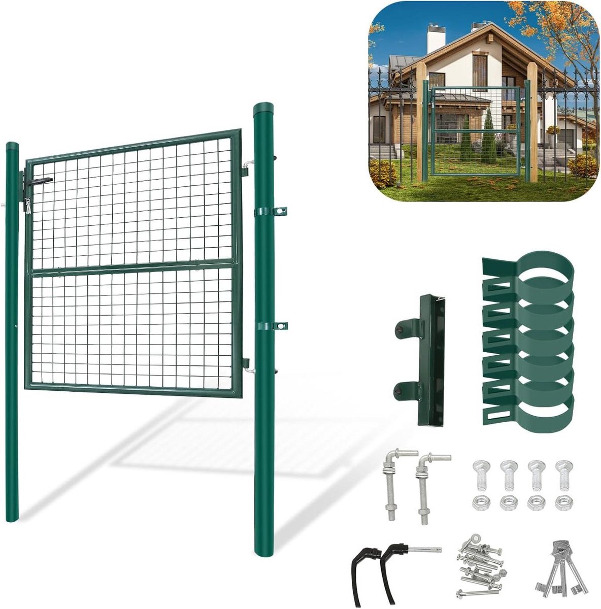Tuinpoort - Hekwerk Deur - Tuin Afscheiden - Verzinkt Metaal - 100x100 cm - Groen
