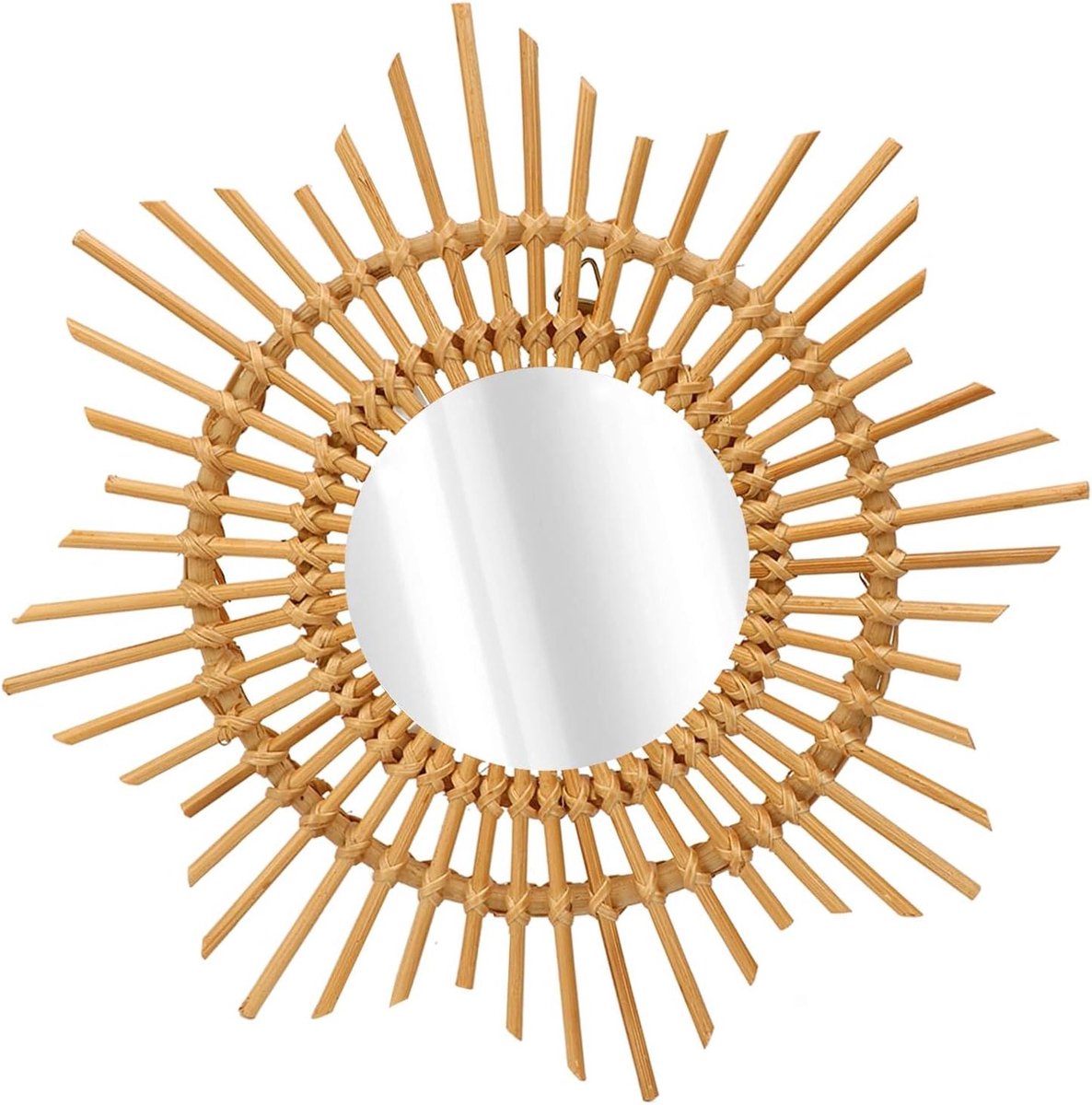 Rotan Spiegel - Wanddecoratie - Make-up Organisatie - Handgeweven Uniek - 35 cm - Natuurlijk