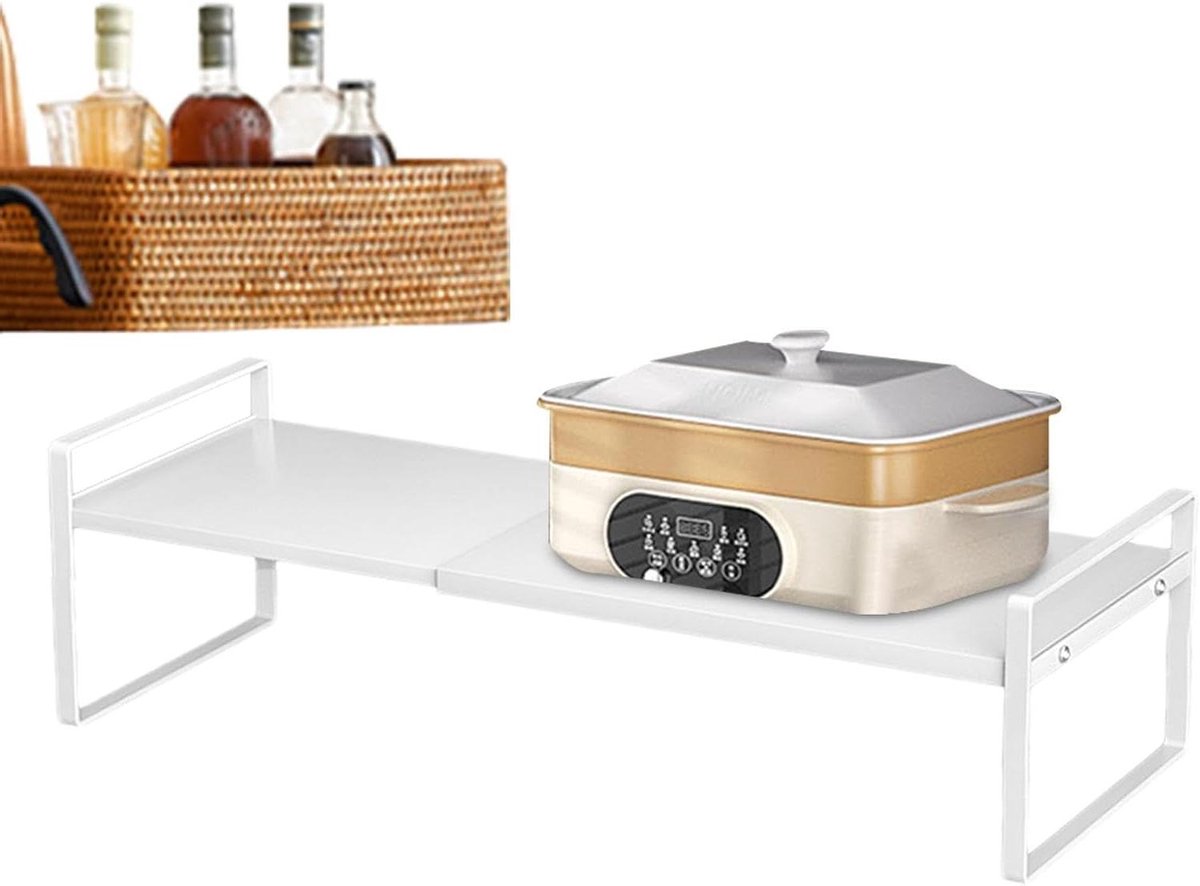 Keukenrek - Werkbladrek Organizer - Keuken Opbergen - Uitschuifbaar Ontwerp - 35-65 cm - Zwart