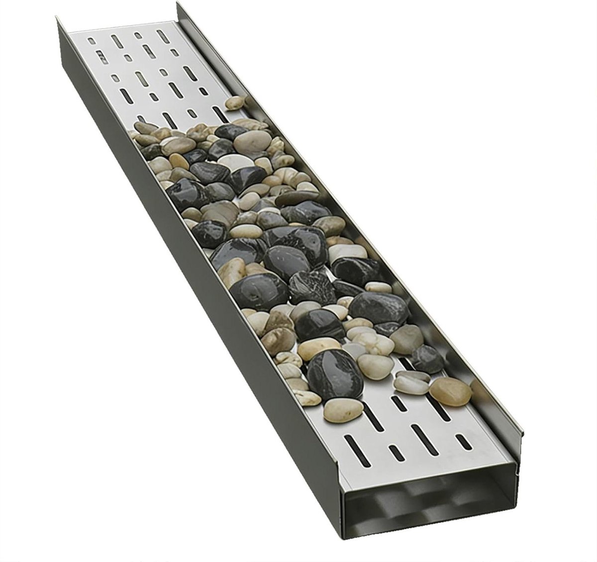 Waterafvoerset voor schutgraven voor kiezellandschapsbouw, drainageset voor diepe kanalen met drainageafdekking, villa (W20cm xH8cmxL120cm)