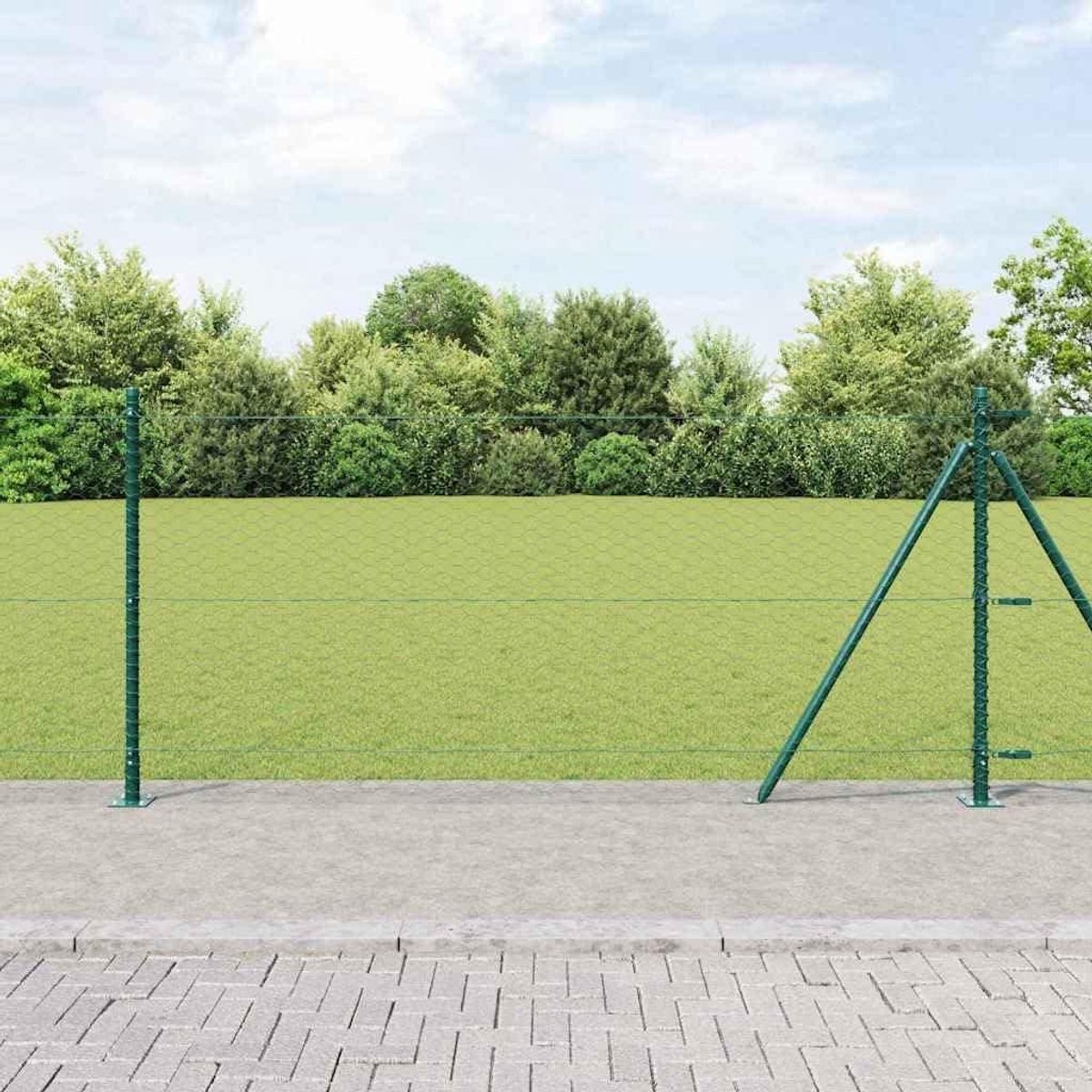 Hekpalen Set - Stalen Palen - Tuin Beveiligen - Weerbestendig Materiaal - 50 x 0.8 m - Groen