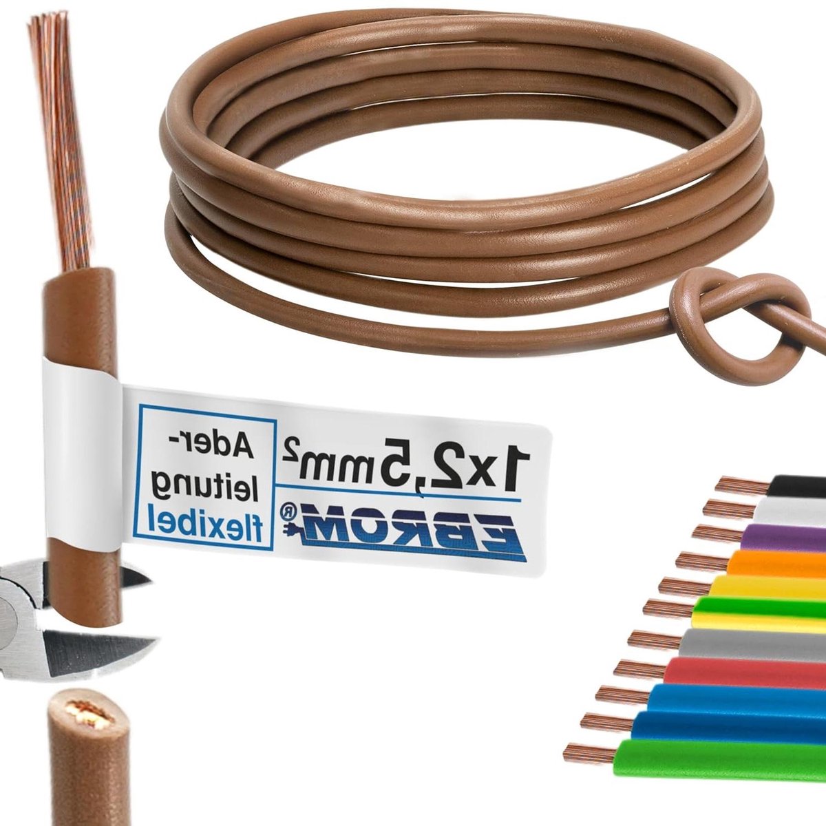 Elektrische Draad - Flexibele Kabel - Installatie Werk - Vol Koper - 85 Meter - Bruin