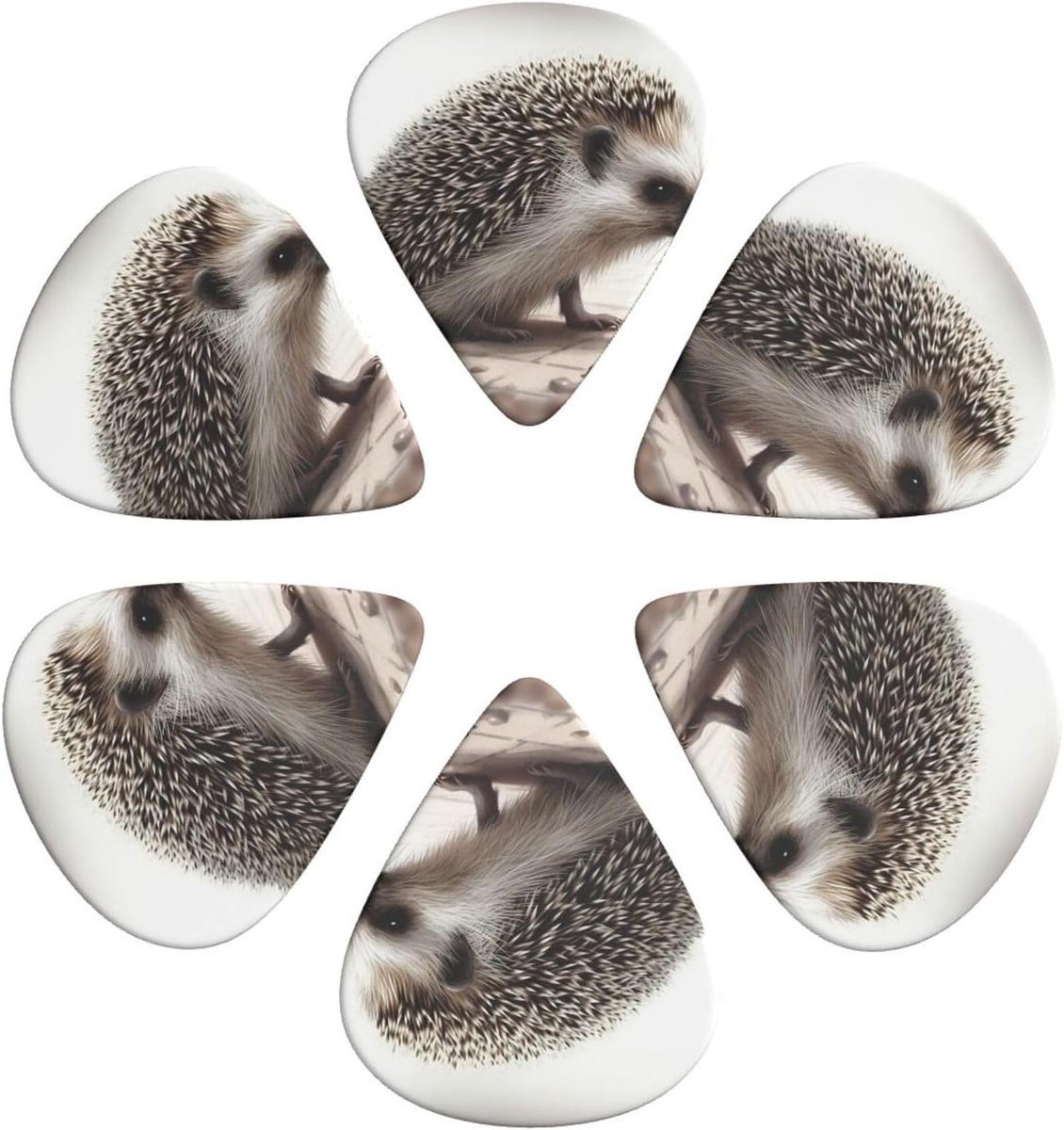 Gitaar Plectrums - Egel Print - Muziek Maken - Drie Dikte Keuzes - 6 Stuks - Wit