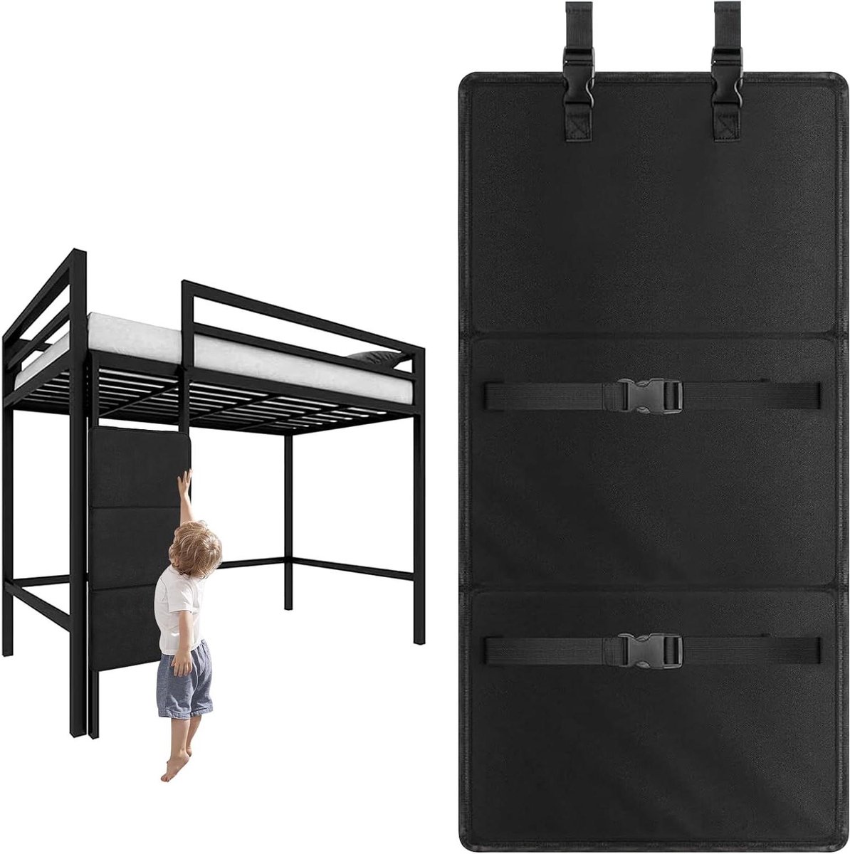 Stapelbedladder Beschermhoes - Ladder Afdekking - Kinderbeveiliging - Verstelbare Gespen - 78 x 37 cm - Zwart