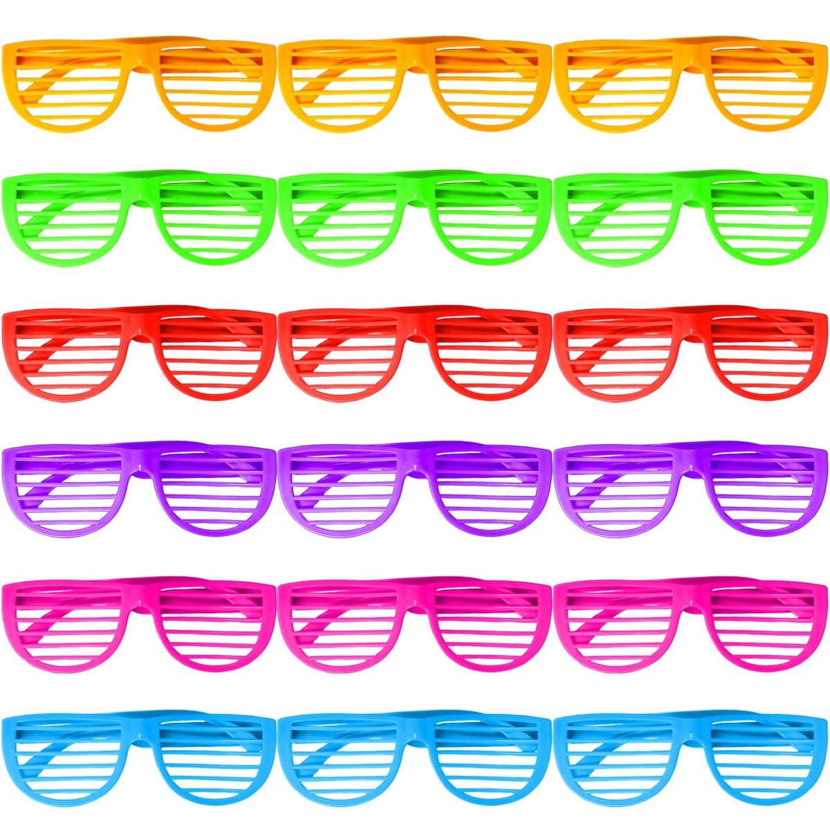 Dailygoods - Dailygoody - 18-delige zonnebril - neonbrillen - feestaccessoires - kleurrijk - fotorekwisieten - perfect voor feesten en fotoshoots - uniseks