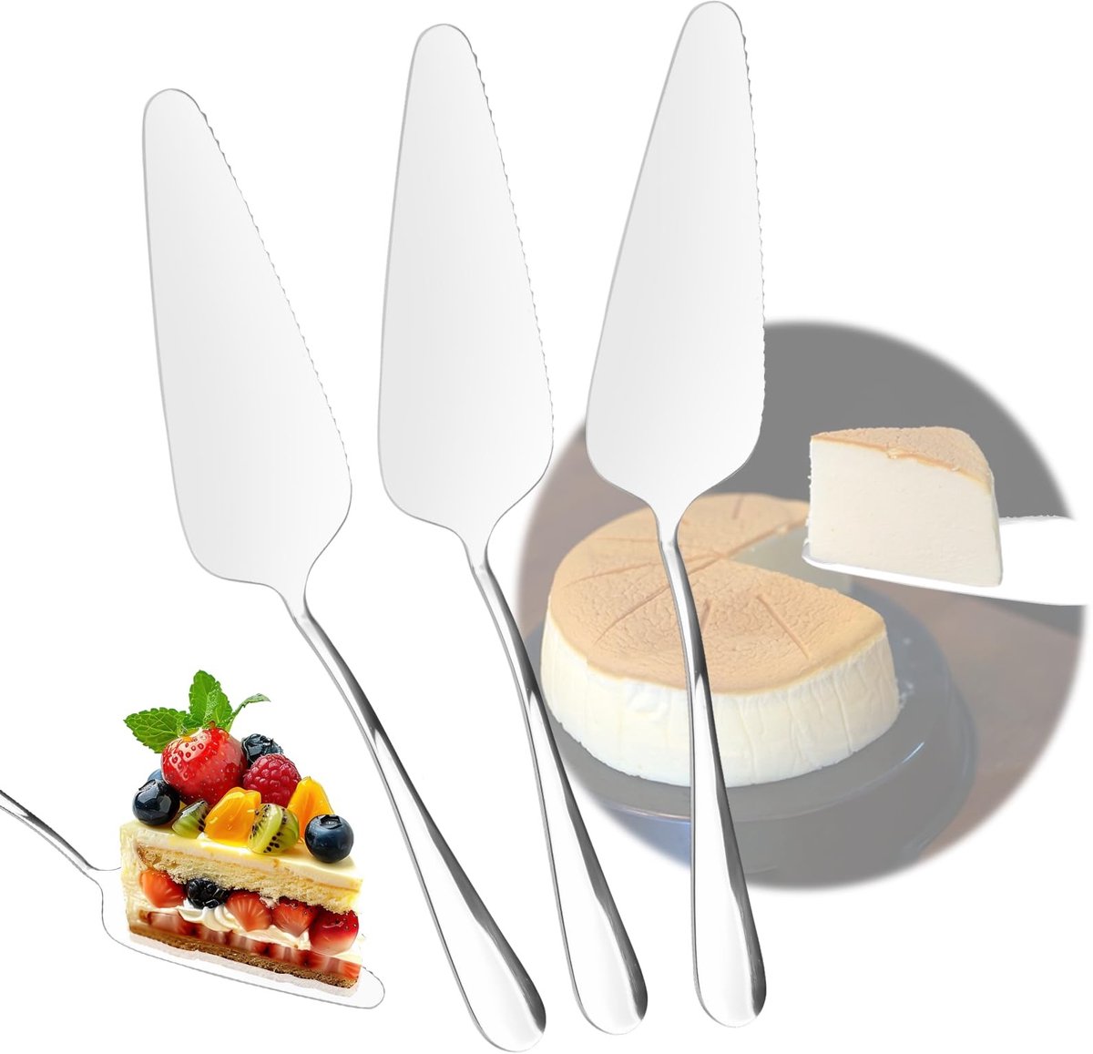 Dailygoods - Dailygoody - Taartlift Set - Professionele Cake Server - Ergonomische Handgreep - 3 Stuks - Gekarteld Design - Perfect Voor Feestjes