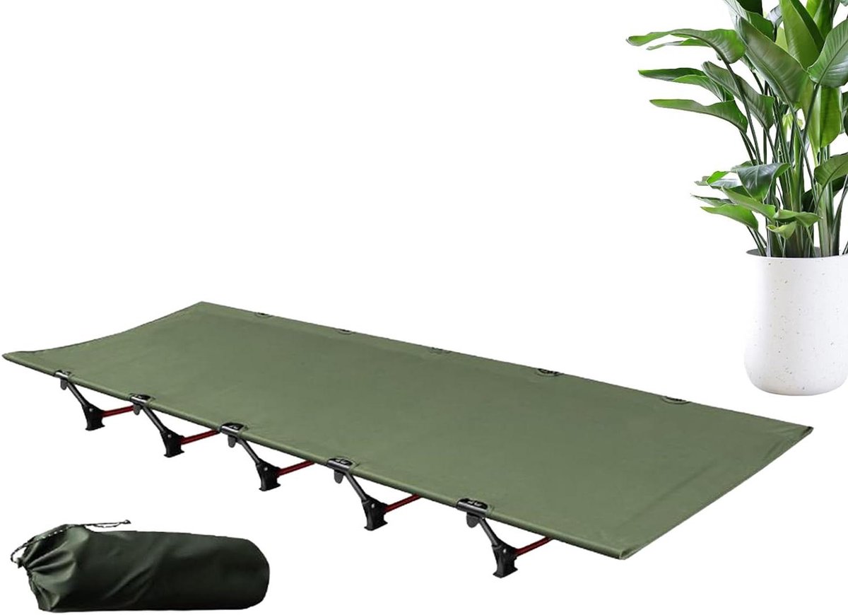 Kampeerbed Opvouwbaar - Slaapbed Lichtgewicht - Outdoor Ontspanning - Moeiteloos Opbouwen - 192x65x16 cm - Legergroen