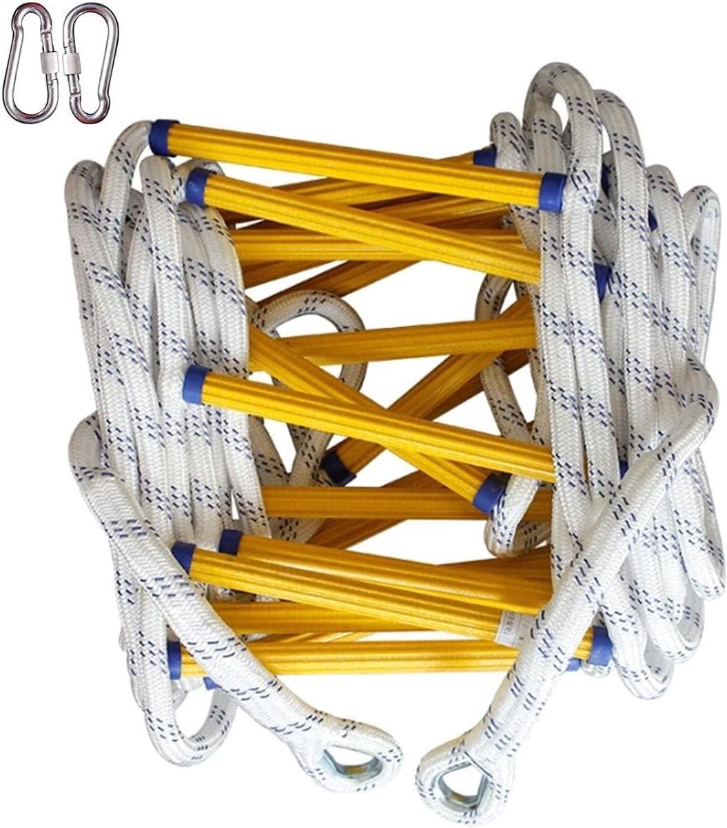 Touwladder - Veiligheidsladder Vluchtladder - Noodsituaties Evacuatie - Brandvertragend Materiaal - 3 tot 20 Meter - Wit