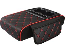 Armleuning Organizer - Middenconsole Tas - Auto Interieur - Universele Pasvorm - 35 cm - Zwart Rood